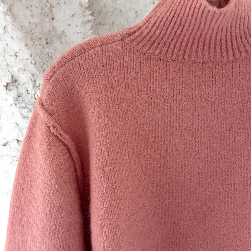 Zara Women’s Pink Mock Turtle Neck Cropped Oversized Sweater! Small! - Picture 5 of 7